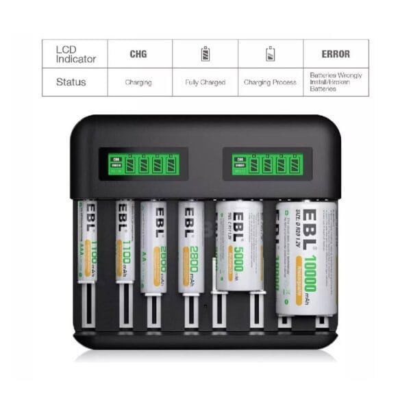 EBL Cargador Universal Pilas Aa Aaa C D Usb Inteligente - Image 2